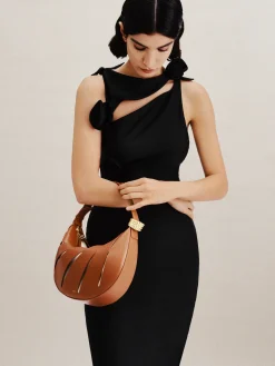 Jana Hollow Out Shoulder Bag - Brown