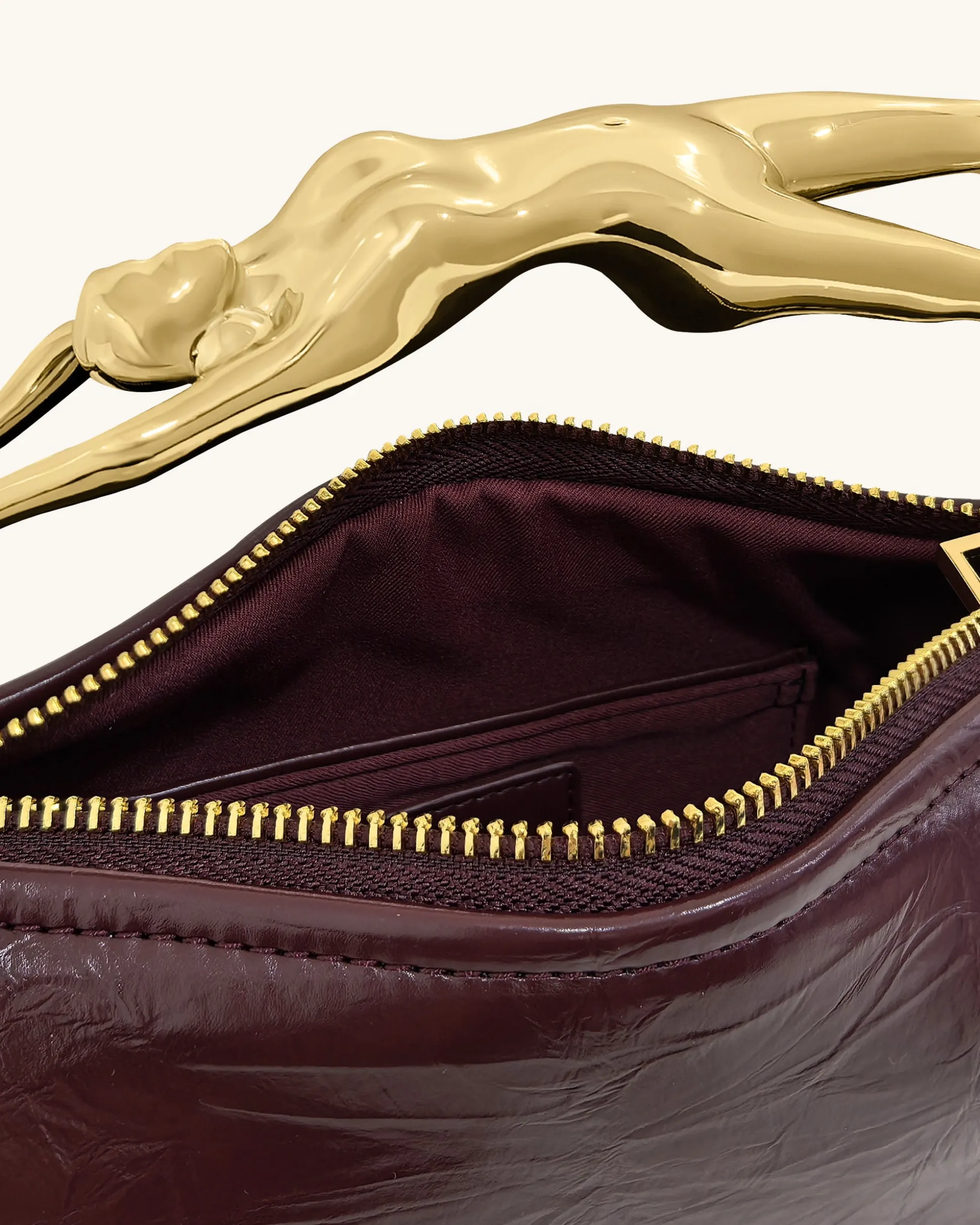 Jenny Human-shaped Handle Handbag - Deep Burgundy