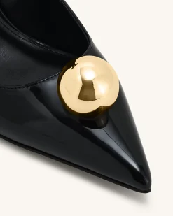 Jewel Buckle Kitten Heels Pumps-Black