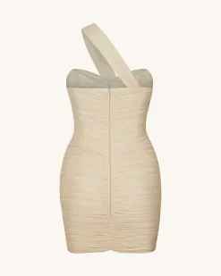 Josephine One-Shoulder Ruched Mini Dress - Nude