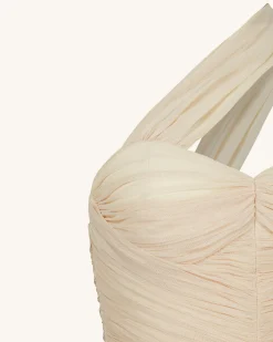 Josephine One-Shoulder Ruched Mini Dress - Nude