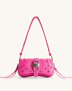 Joy Crushed Shoulder Bag - Bright Pink