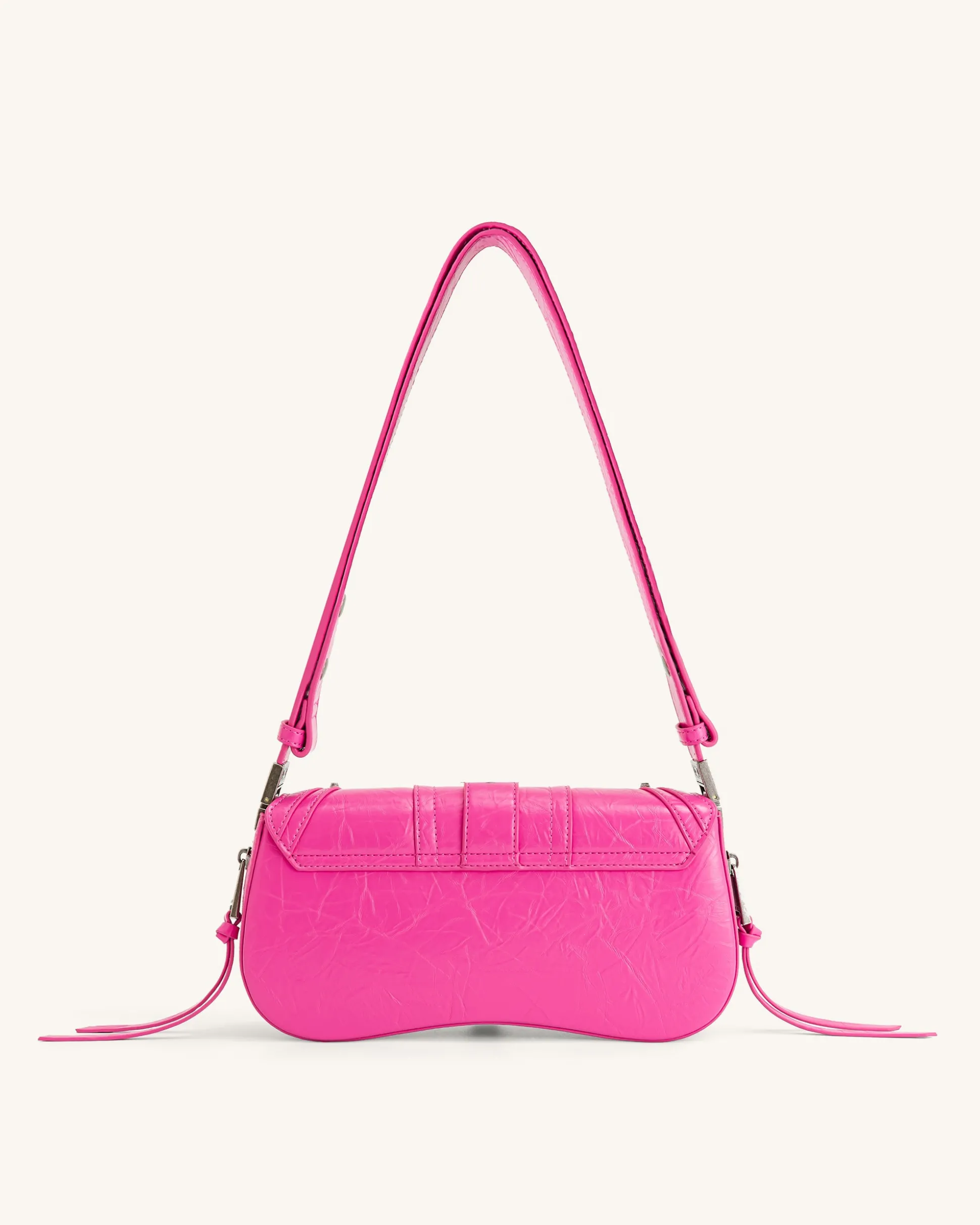 Joy Crushed Shoulder Bag - Bright Pink