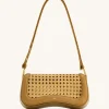 Joy Faux Bamboo Woven Shoulder Bag - Brown