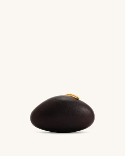 Kaya Irregular Oval Clutch - Dark Brown