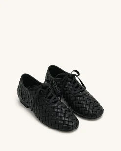 Kayla Weave Strap Flat Shoes - Black