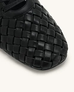 Kayla Weave Strap Flat Shoes - Black