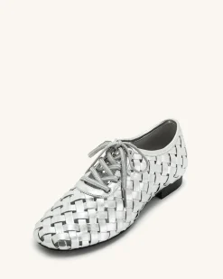Kayla Weave Strap Flat Shoes - Silver