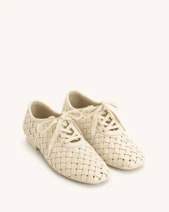 Kayla Weave Strap Flat Shoes - Beige