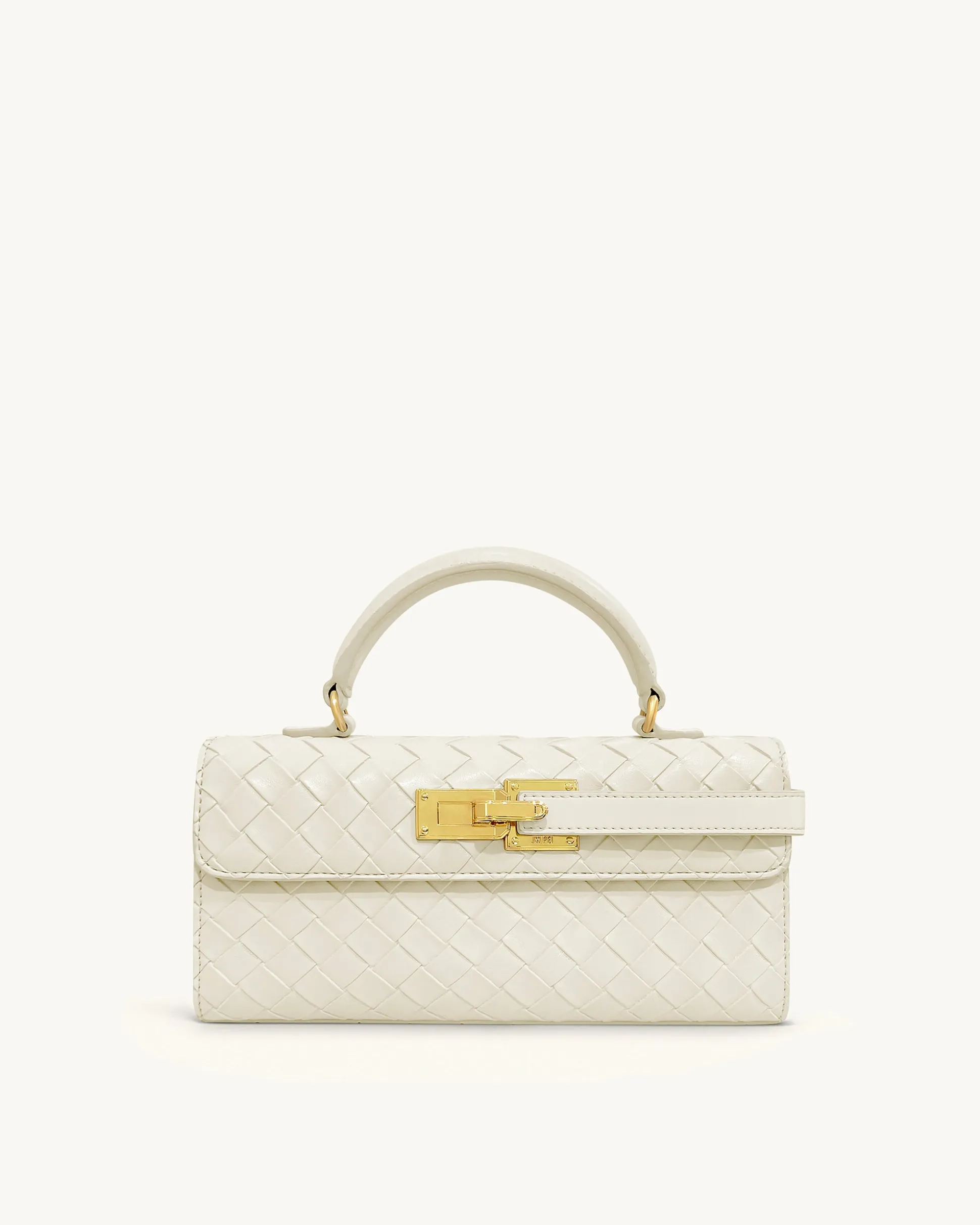 Keyla Weave Texture Top Handle Bag - White