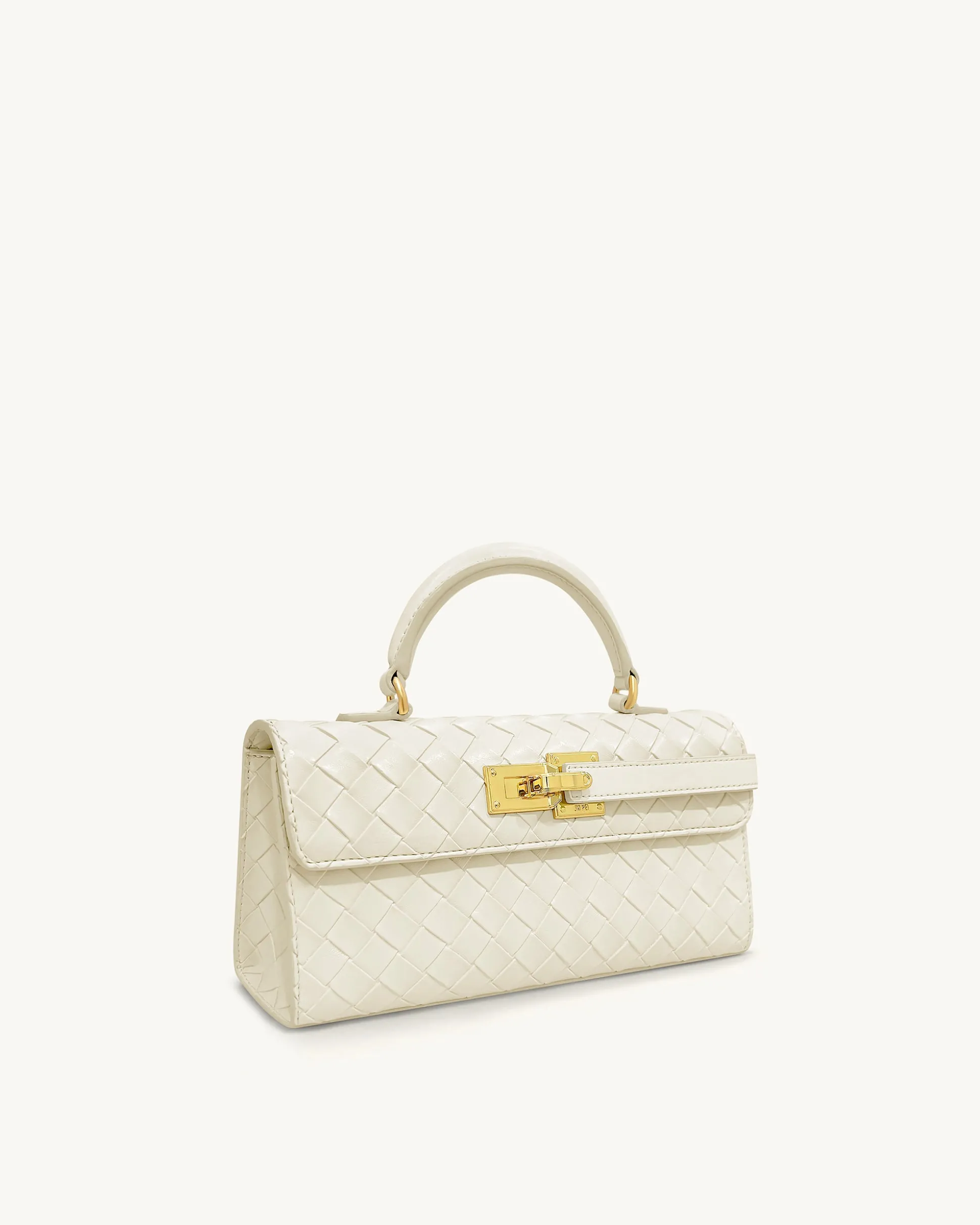 Keyla Weave Texture Top Handle Bag - White