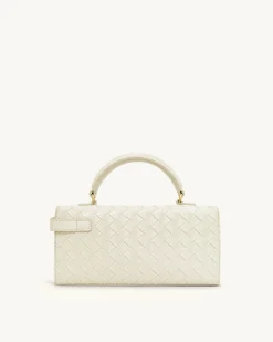 Keyla Weave Texture Top Handle Bag - White