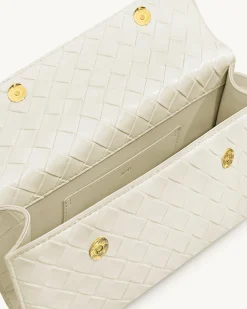 Keyla Weave Texture Top Handle Bag - White