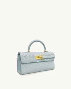Keyla Weave Texture Top Handle Bag - Blue