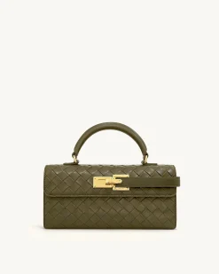 Keyla Weave Texture Top Handle Bag - Olive Green