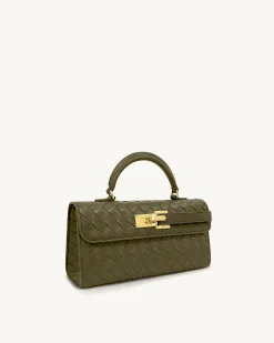 Keyla Weave Texture Top Handle Bag - Olive Green