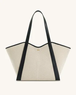 Kiana Large Capacity Tote Bag - Black Canvas