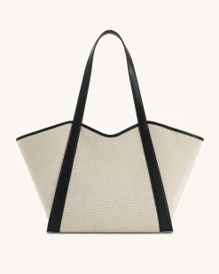 Kiana Large Capacity Tote Bag - Black Canvas