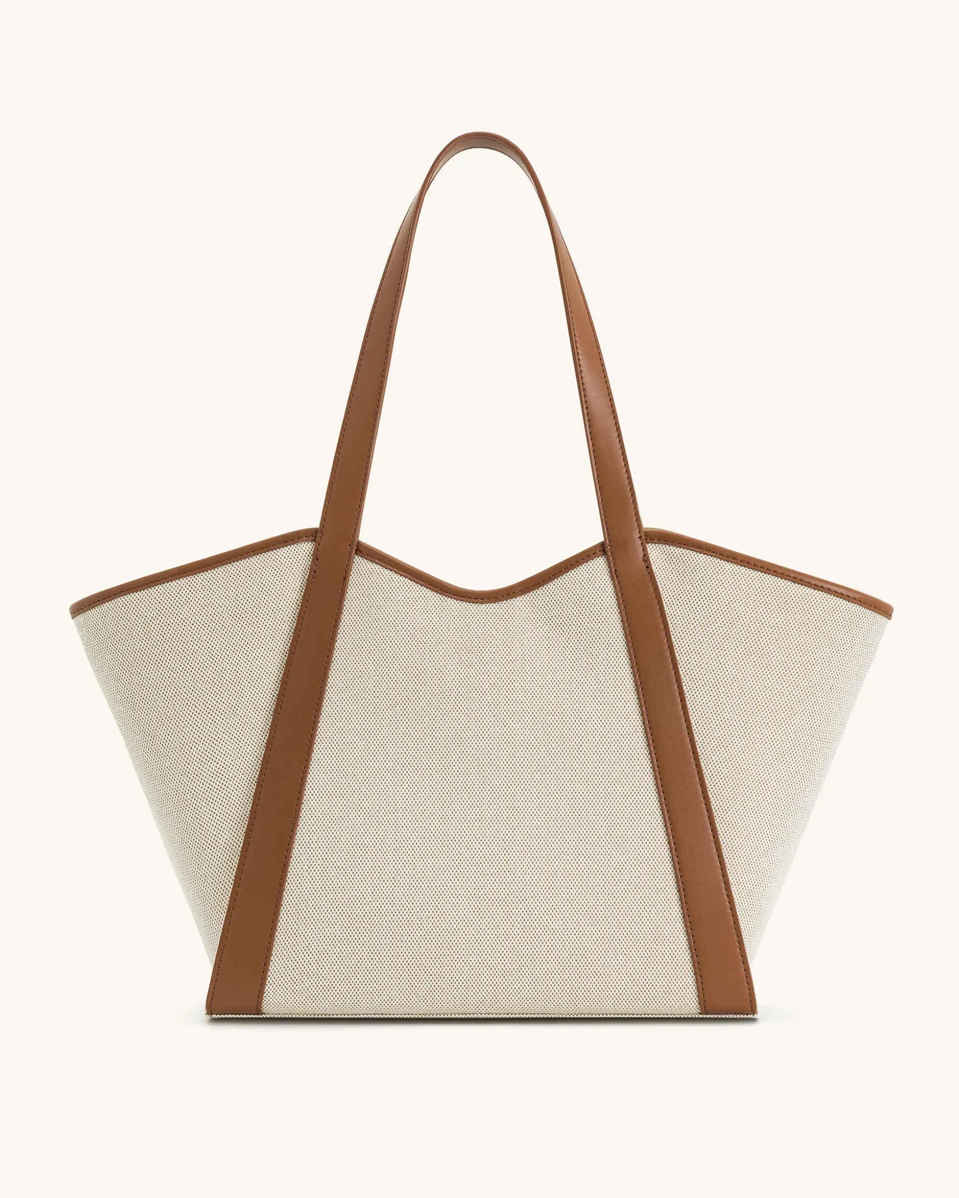 Kiana Large Capacity Tote Bag - Brown Canvas