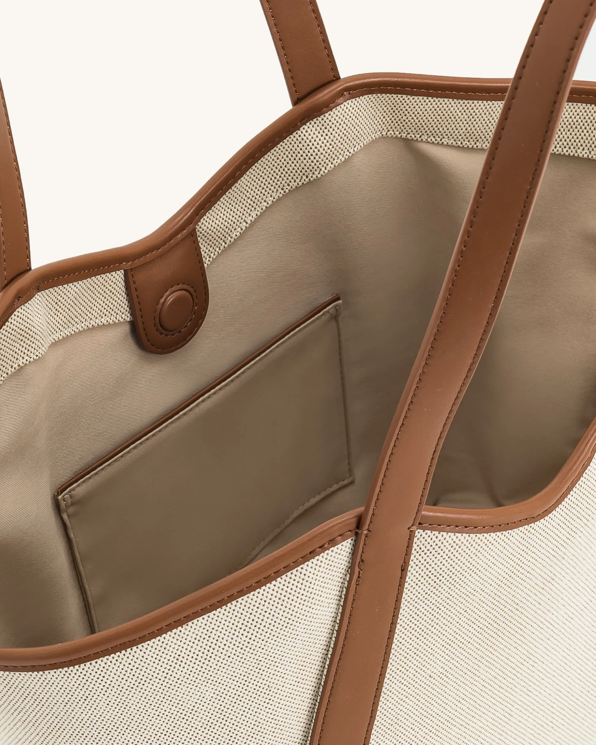 Kiana Large Capacity Tote Bag - Brown Canvas