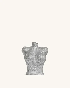 Kiara Diamond Bust Clutch - Silver