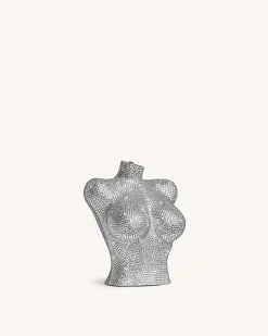 Kiara Diamond Bust Clutch - Silver