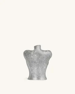 Kiara Diamond Bust Clutch - Silver