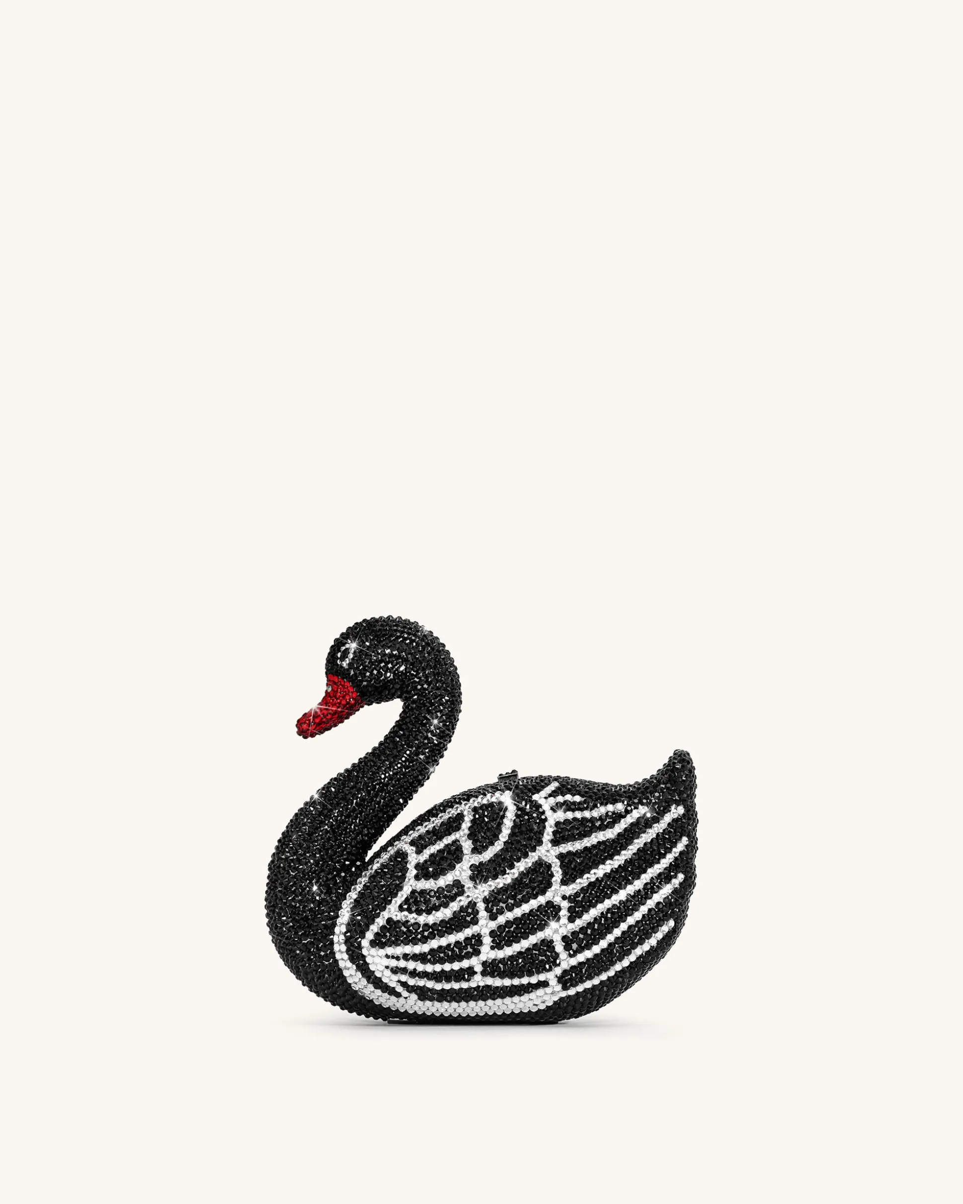 Kinsley Crystal Swan Clutch - Black