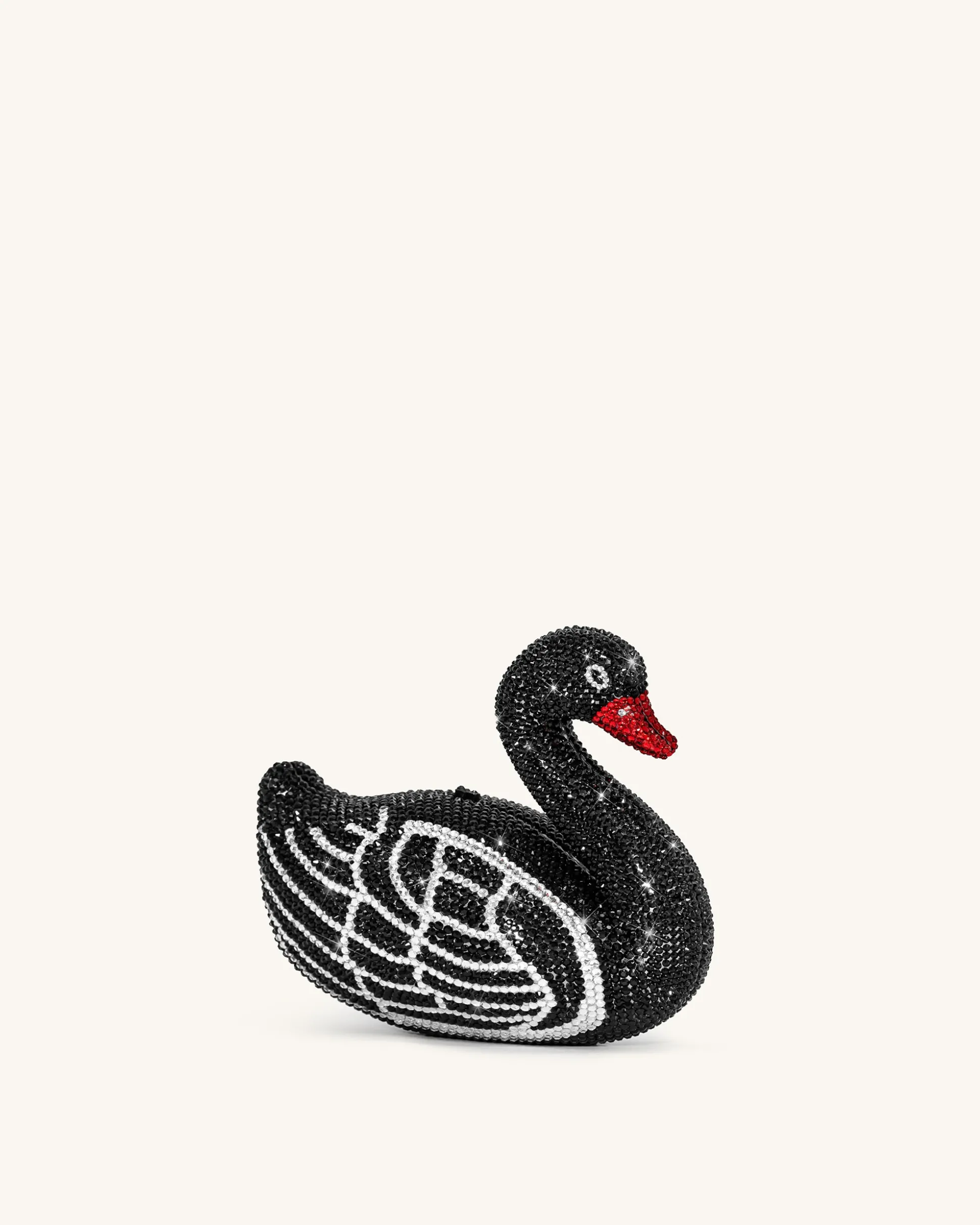 Kinsley Crystal Swan Clutch - Black