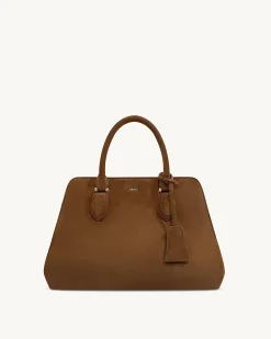 Lara Faux Suede Tote Bag - Brown
