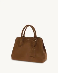Lara Faux Suede Tote Bag - Brown