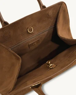 Lara Faux Suede Tote Bag - Brown
