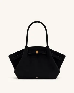 Large Tote Bag Black Faux Suede Women bag - JW PEI Hana