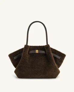 Large Tote Bag Black Faux Suede Women bag - JW PEI Hana