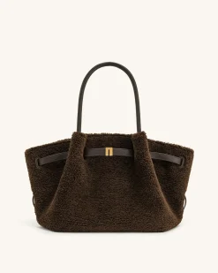 Large Tote Bag Black Faux Suede Women bag - JW PEI Hana