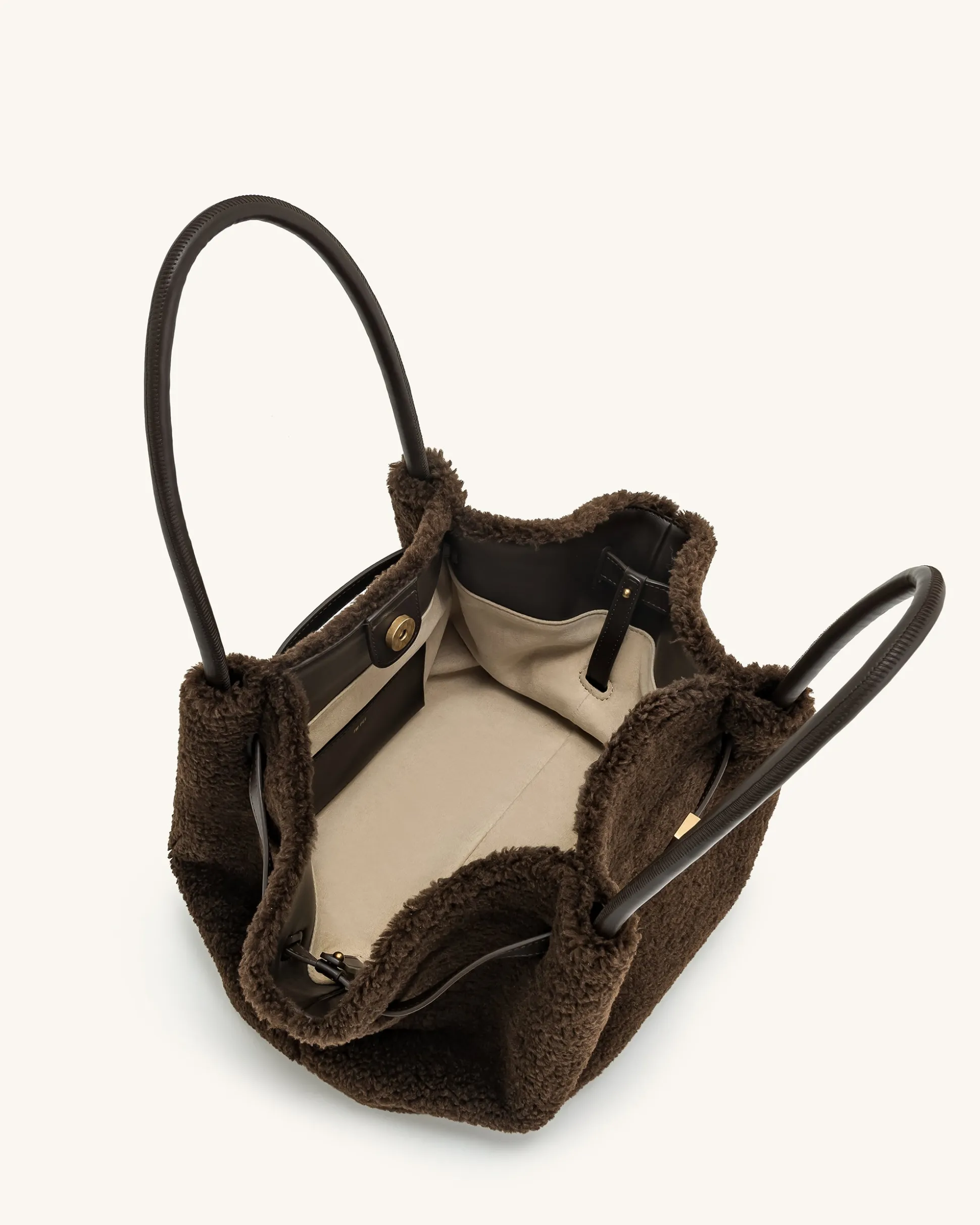 Large Tote Bag Black Faux Suede Women bag - JW PEI Hana