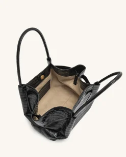 Large Tote Bag Black Faux Suede Women bag - JW PEI Hana