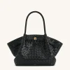 Large Tote Bag Black Faux Suede Women bag - JW PEI Hana