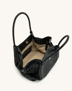 Large Tote Bag Black Faux Suede Women bag - JW PEI Hana