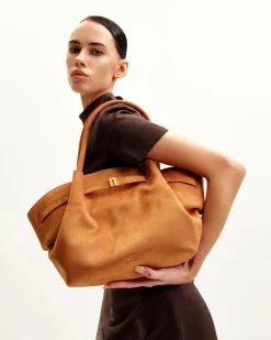 Large Tote Bag Brown Faux Suede Women bag - JW PEI Hana