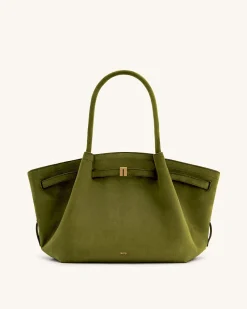 Large Tote Bag Green Faux Suede Women bag - JW PEI Hana