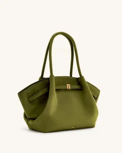 Large Tote Bag Green Faux Suede Women bag - JW PEI Hana