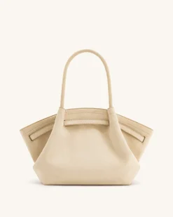 Large Tote Bag White Faux Suede Women bag Beige - JW PEI Hana