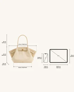 Large Tote Bag White Faux Suede Women bag Beige - JW PEI Hana