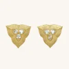 Leaf Earrings - 18ct Gold Plated & White Zircon