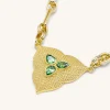 Leaf Pendant Necklace - 18ct Gold Plated & Dark Green Zircon