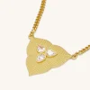 Leaf Pendant Necklace - 18ct Gold Plated & White Zircon