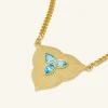 Leaf Pendant Necklace - 18ct Gold Plated & Aquamarine Zircon