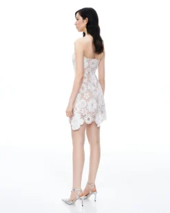 Leander Embroidered Lace Mini Dress - White