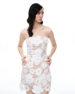 Leander Embroidered Lace Mini Dress - White